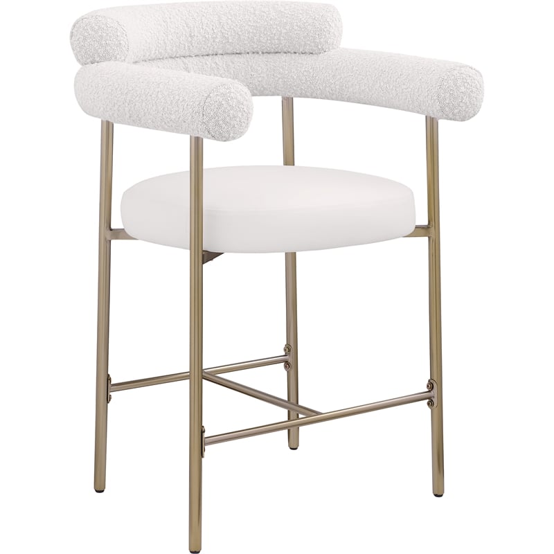 Meridian Furniture Blake Cream Boucle Fabric Counter Stool (Set of 2)