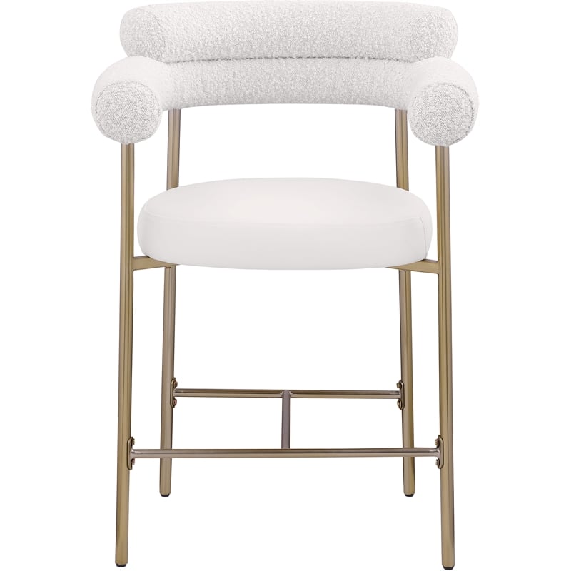 Meridian Furniture Blake Cream Boucle Fabric Counter Stool (Set of 2)
