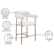 Meridian Furniture Blake Cream Boucle Fabric Counter Stool (Set of 2)