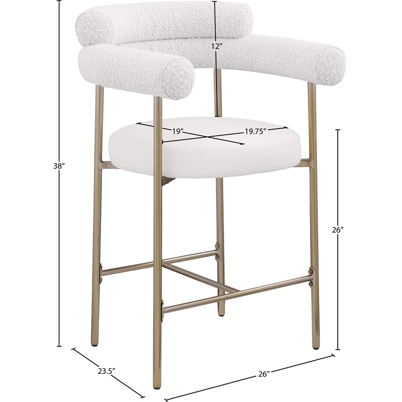 Meridian Furniture Blake Cream Boucle Fabric Counter Stool (Set of 2)