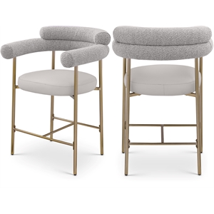 Meridian Furniture Blake Taupe Boucle Fabric Counter Stool (Set of 2)