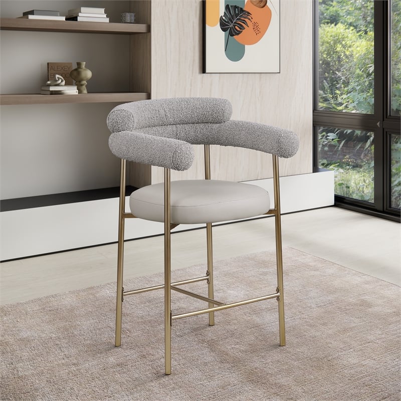 Meridian Furniture Blake Taupe Boucle Fabric Counter Stool (Set of 2)