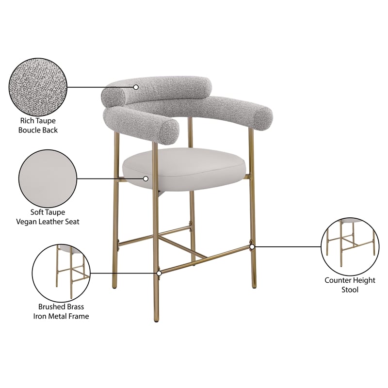 Meridian Furniture Blake Taupe Boucle Fabric Counter Stool (Set of 2)