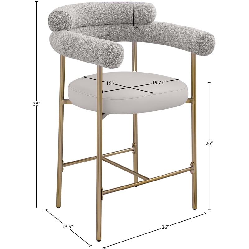 Meridian Furniture Blake Taupe Boucle Fabric Counter Stool (Set of 2)