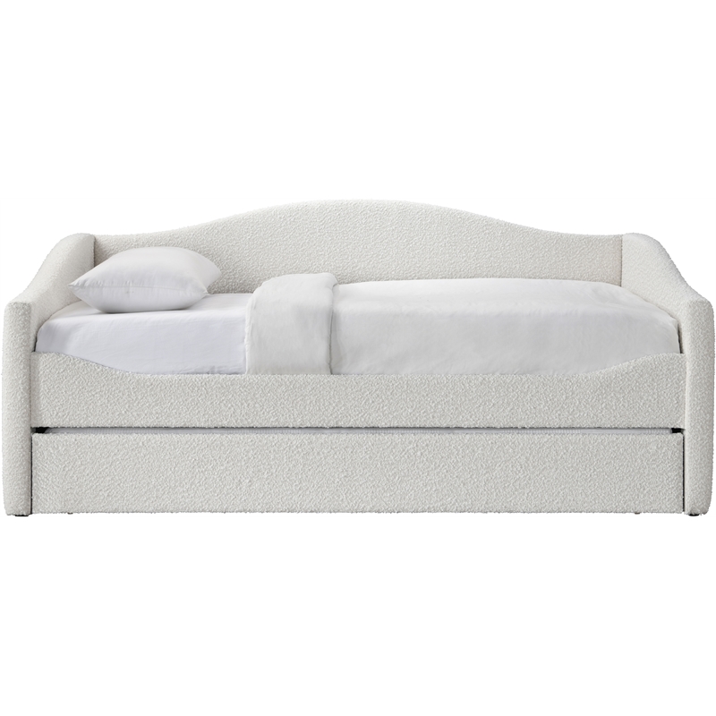 Meridian Furniture Arlo Cream Boucle Fabric Twin Daybed
