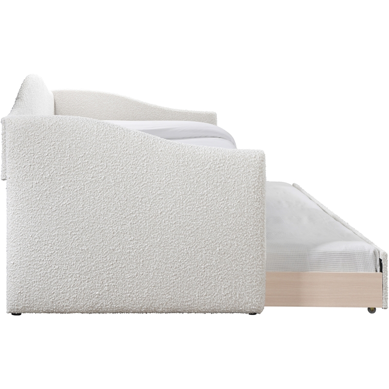 Meridian Furniture Arlo Cream Boucle Fabric Twin Daybed