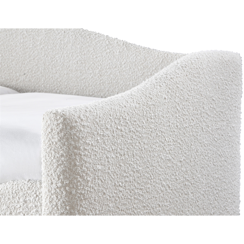 Meridian Furniture Arlo Cream Boucle Fabric Twin Daybed