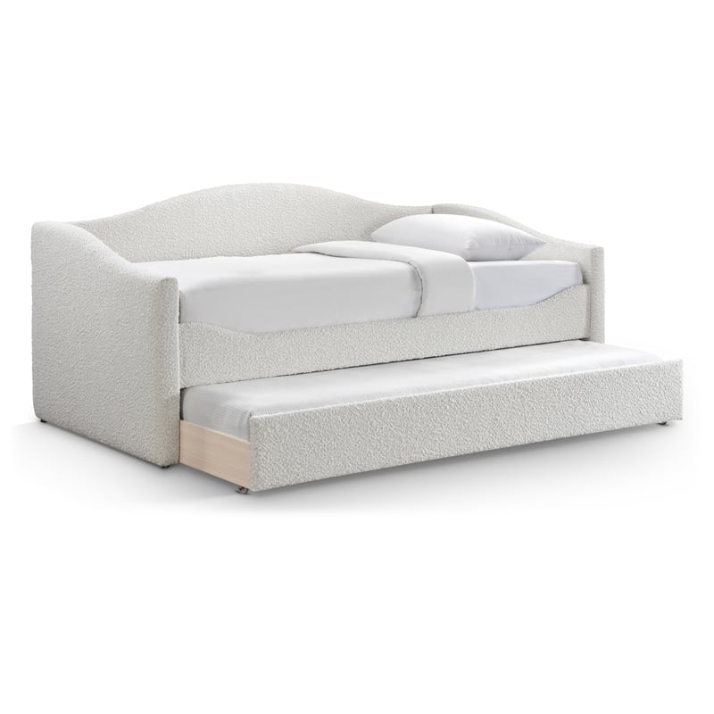 Meridian Furniture Arlo Cream Boucle Fabric Twin Daybed