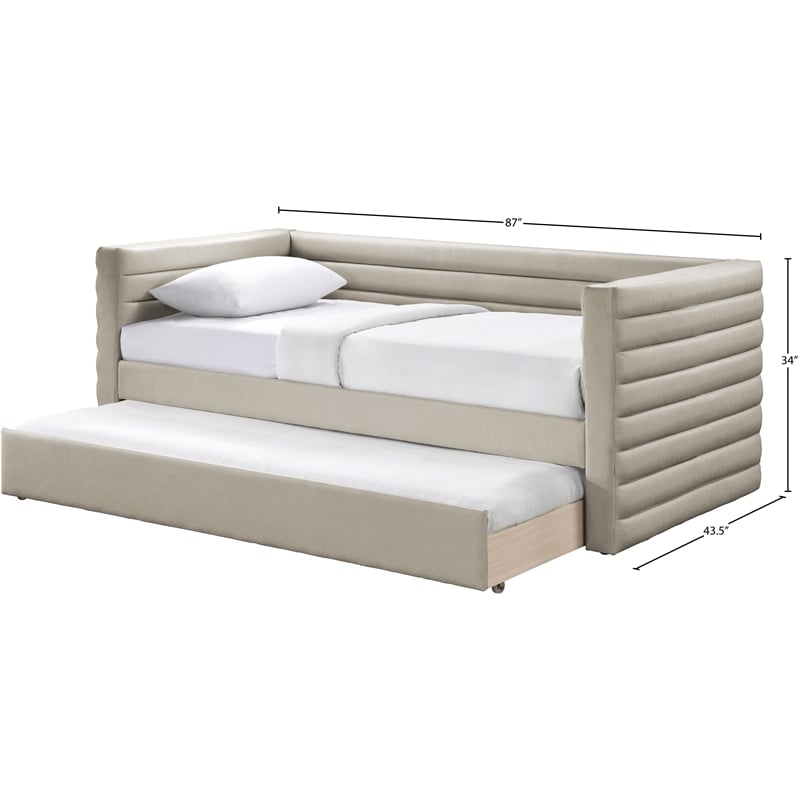 Meridian Furniture Beverly Beige Vegan Leather Twin Daybed