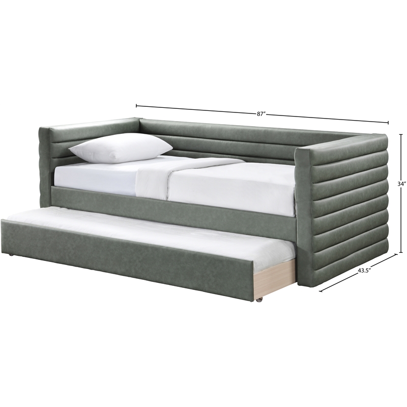 Meridian Furniture Beverly Green Vegan Leather Twin Daybed