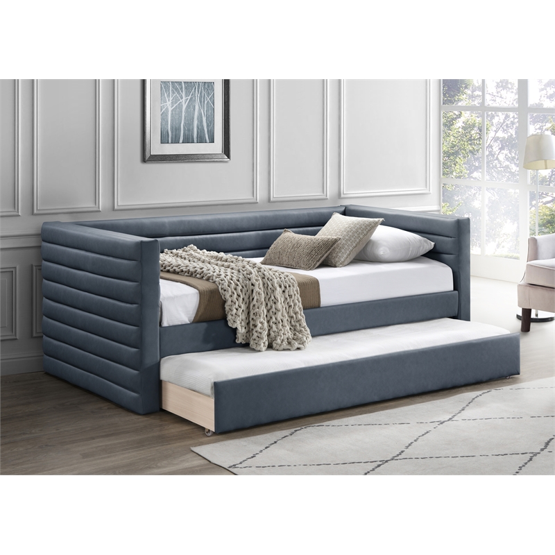 Meridian Furniture Beverly Navy Vegan Leather Twin Daybed