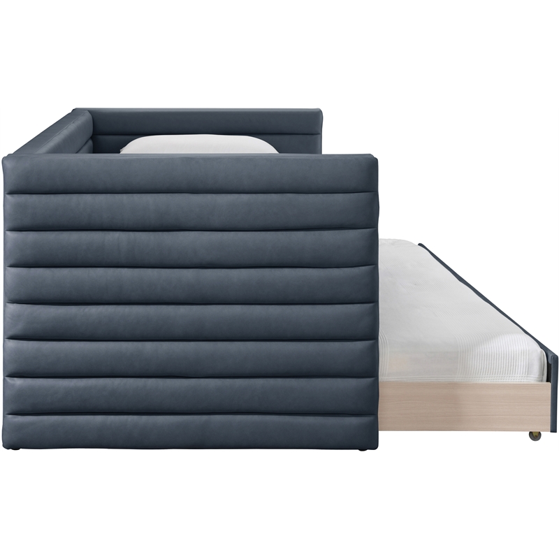 Meridian Furniture Beverly Navy Vegan Leather Twin Daybed