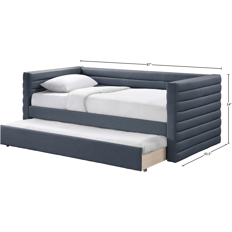 Meridian Furniture Beverly Navy Vegan Leather Twin Daybed