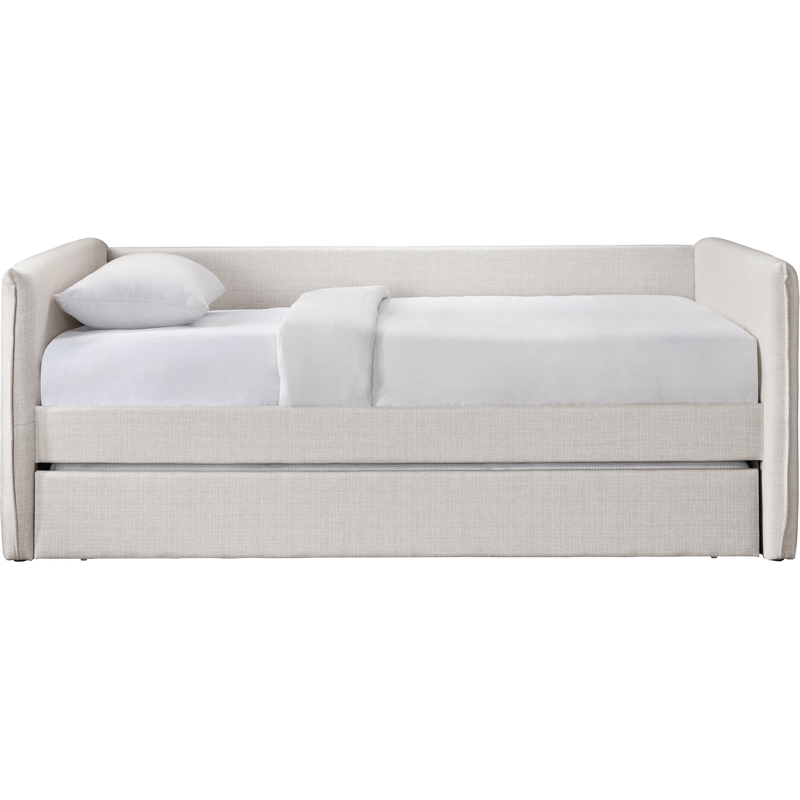 Meridian Furniture Colton Cream Linen Textured Fabric Twin Daybed