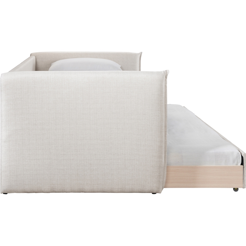 Meridian Furniture Colton Cream Linen Textured Fabric Twin Daybed
