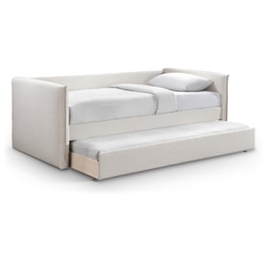 Meridian Furniture Colton Cream Linen Textured Fabric Twin Daybed