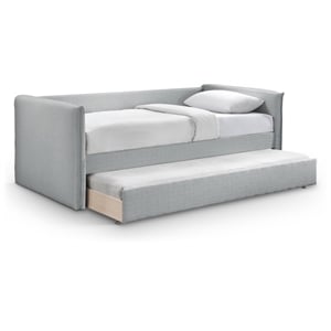 Meridian Furniture Colton Grey Linen Textured Fabric Twin Daybed