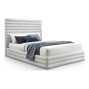 Meridian Furniture Maxwell Cream Linen Textured Fabric Full Bed