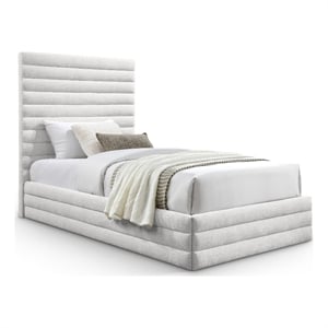 Meridian Furniture Maxwell Cream Linen Textured Fabric Twin Bed