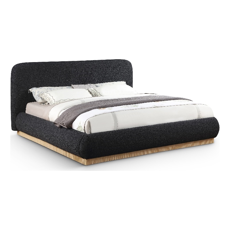 Meridian Furniture Rigby Black Boucle Fabric Queen Bed