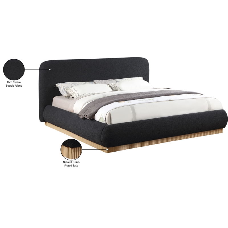 Meridian Furniture Rigby Black Boucle Fabric Queen Bed