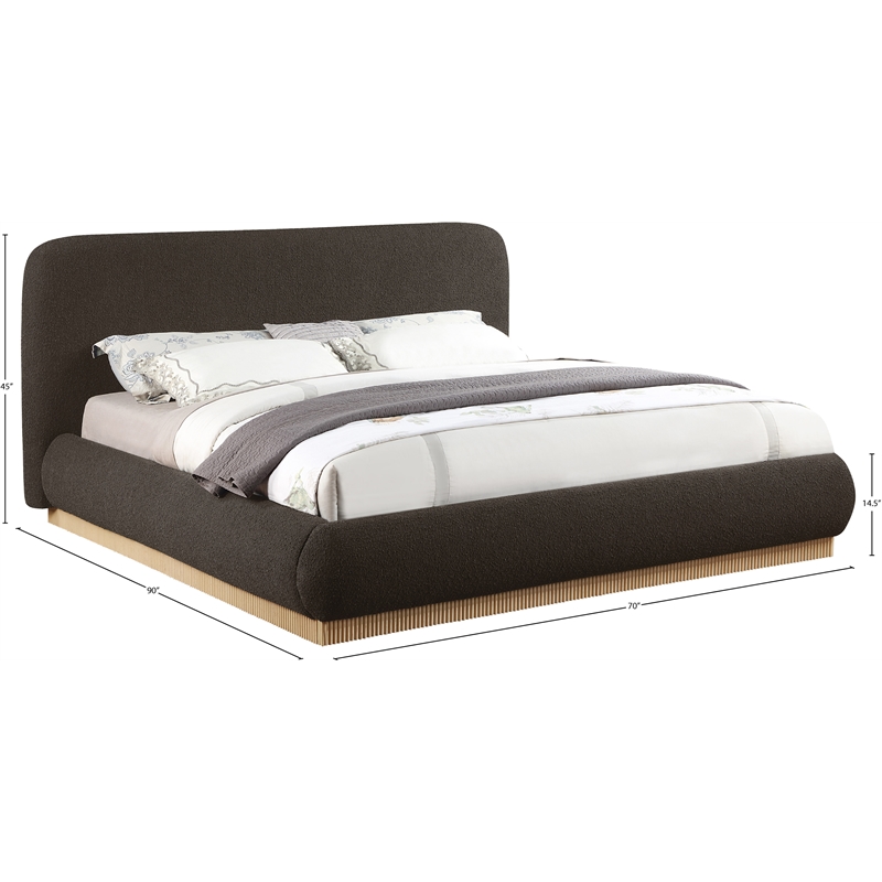 Meridian Furniture Rigby Brown Boucle Fabric Queen Bed