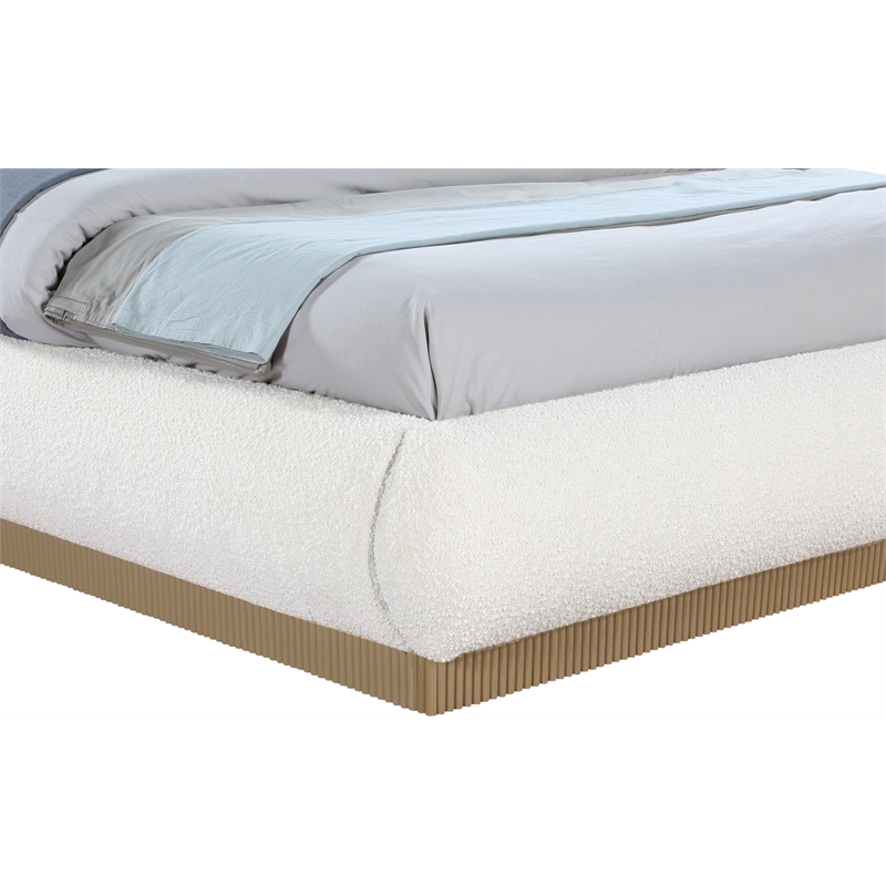 Meridian Furniture Rigby Cream Boucle Fabric King Bed
