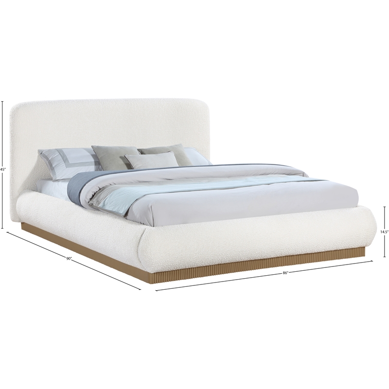 Meridian Furniture Rigby Cream Boucle Fabric King Bed