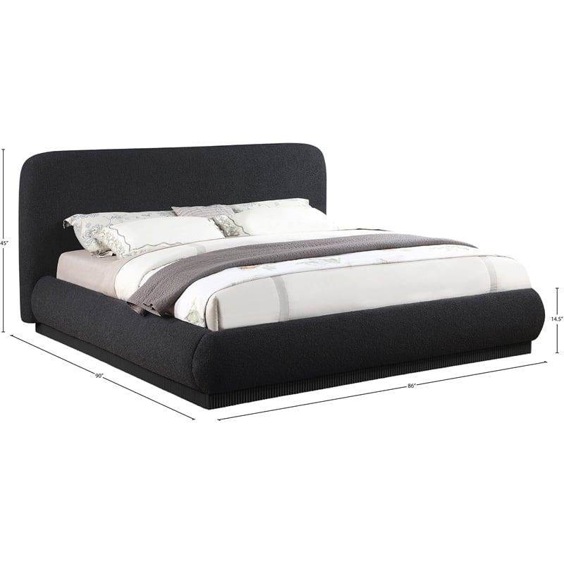Meridian Furniture Rigby Black Boucle Fabric King Bed