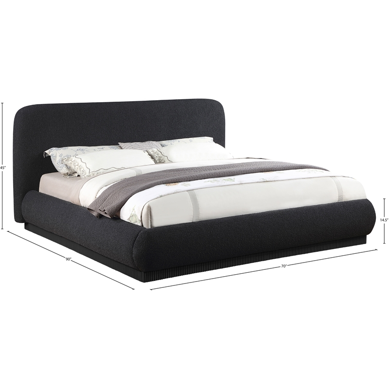 Meridian Furniture Rigby Black Boucle Fabric Queen Bed