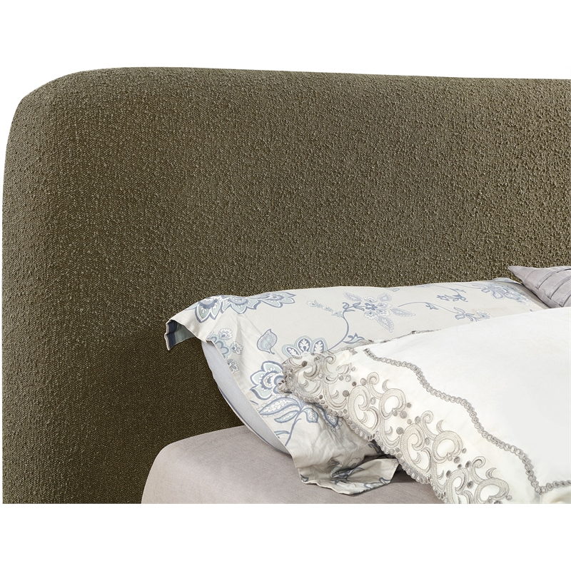 Meridian Furniture Rigby Olive Boucle Fabric Queen Bed