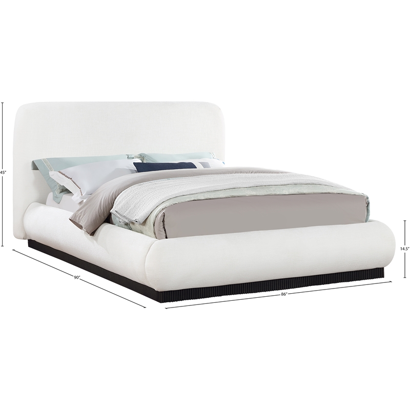 Meridian Furniture Rigby Cream Linen Textured Fabric King Bed