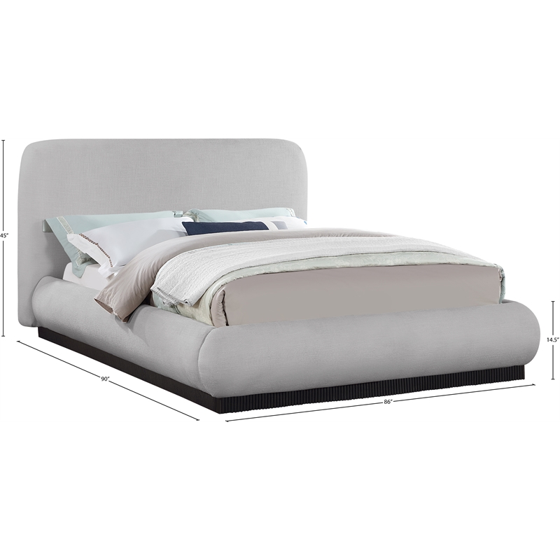 Meridian Furniture Rigby Grey Linen Textured Fabric King Bed