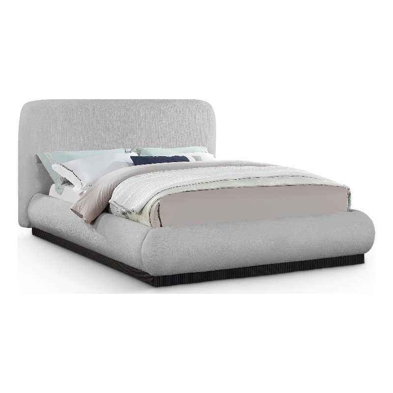 Meridian Furniture Rigby Grey Linen Textured Fabric Queen Bed