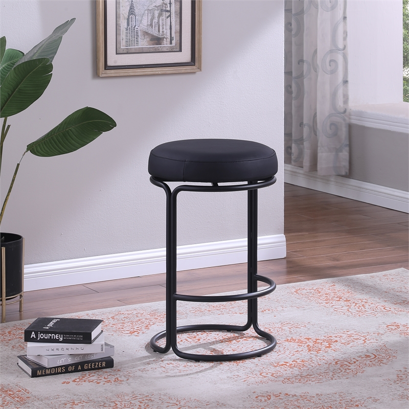 Meridian Furniture Madison Black Vegan Leather Counter Stool (Set of 2)