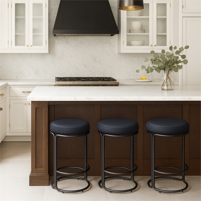 Meridian Furniture Madison Black Vegan Leather Counter Stool (Set of 2)
