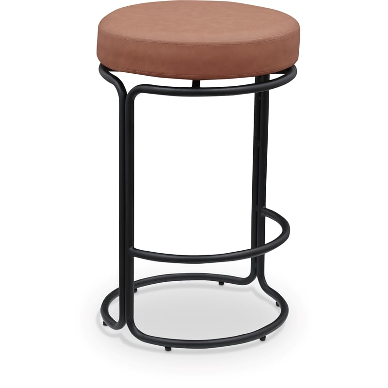 Meridian Furniture Madison Cognac Vegan Leather Counter Stool (Set of 2)