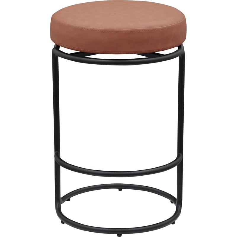Meridian Furniture Madison Cognac Vegan Leather Counter Stool (Set of 2)