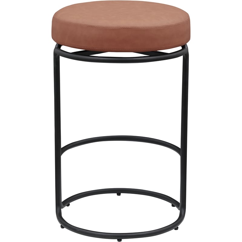 Meridian Furniture Madison Cognac Vegan Leather Counter Stool (Set of 2)