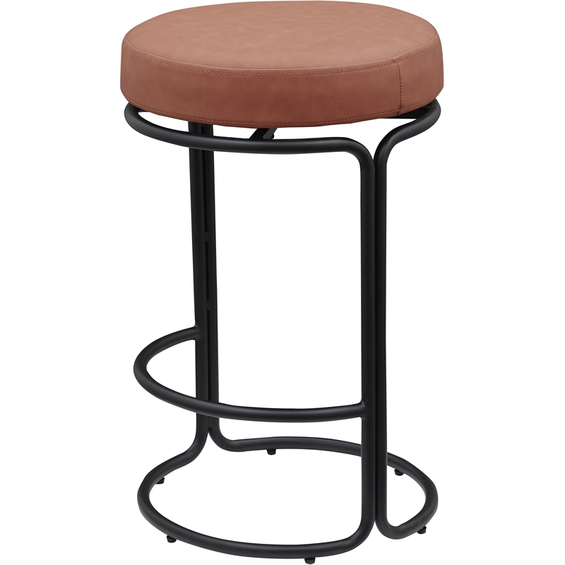 Meridian Furniture Madison Cognac Vegan Leather Counter Stool (Set of 2)