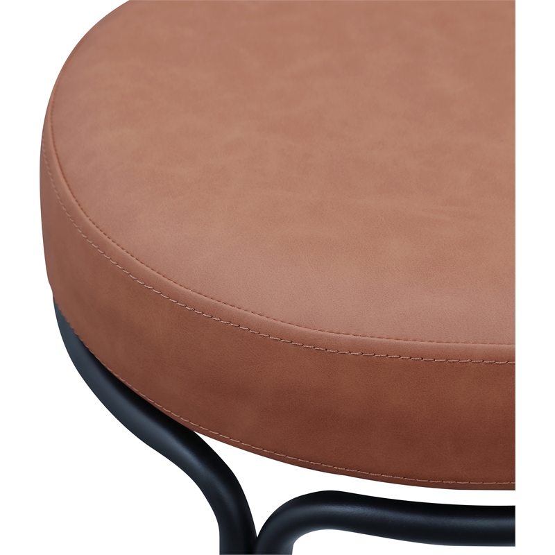 Meridian Furniture Madison Cognac Vegan Leather Counter Stool (Set of 2)