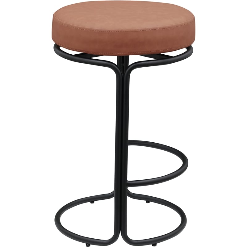 Meridian Furniture Madison Cognac Vegan Leather Counter Stool (Set of 2)