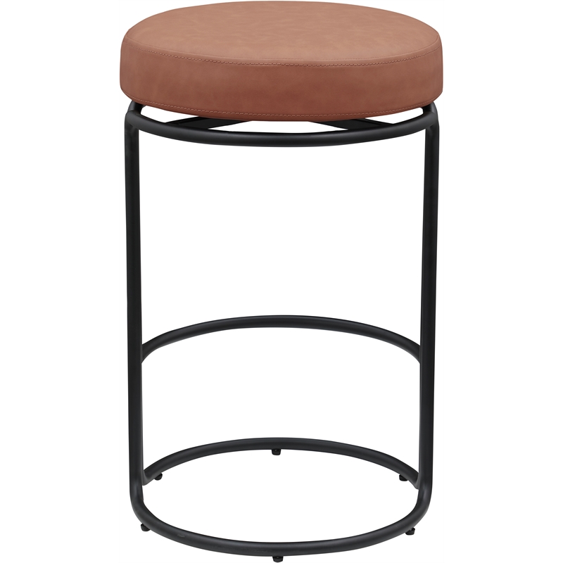 Meridian Furniture Madison Cognac Vegan Leather Counter Stool (Set of 2)