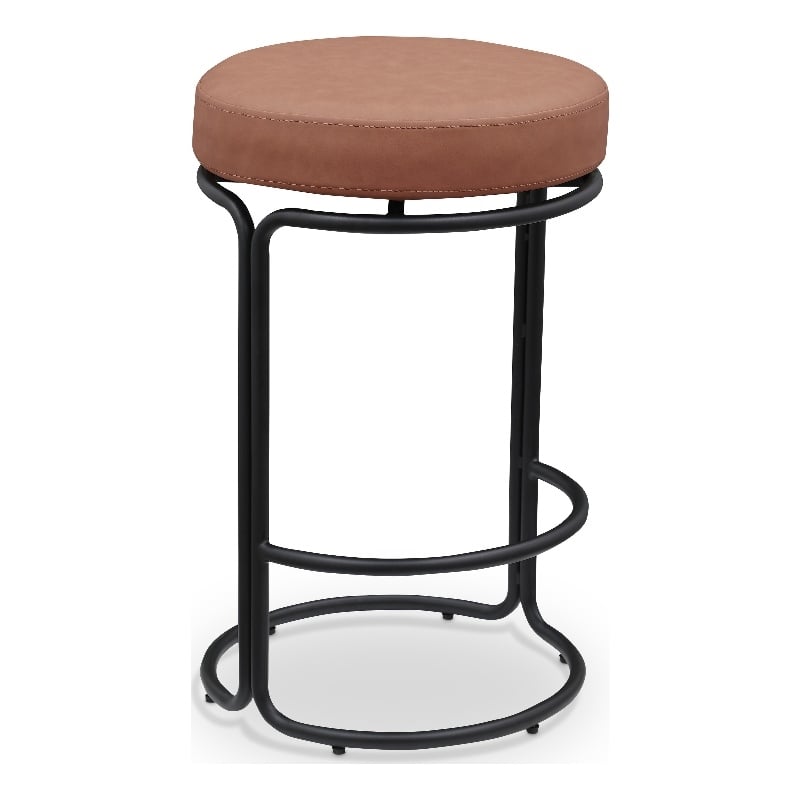 Meridian Furniture Madison Cognac Vegan Leather Counter Stool (Set of 2)