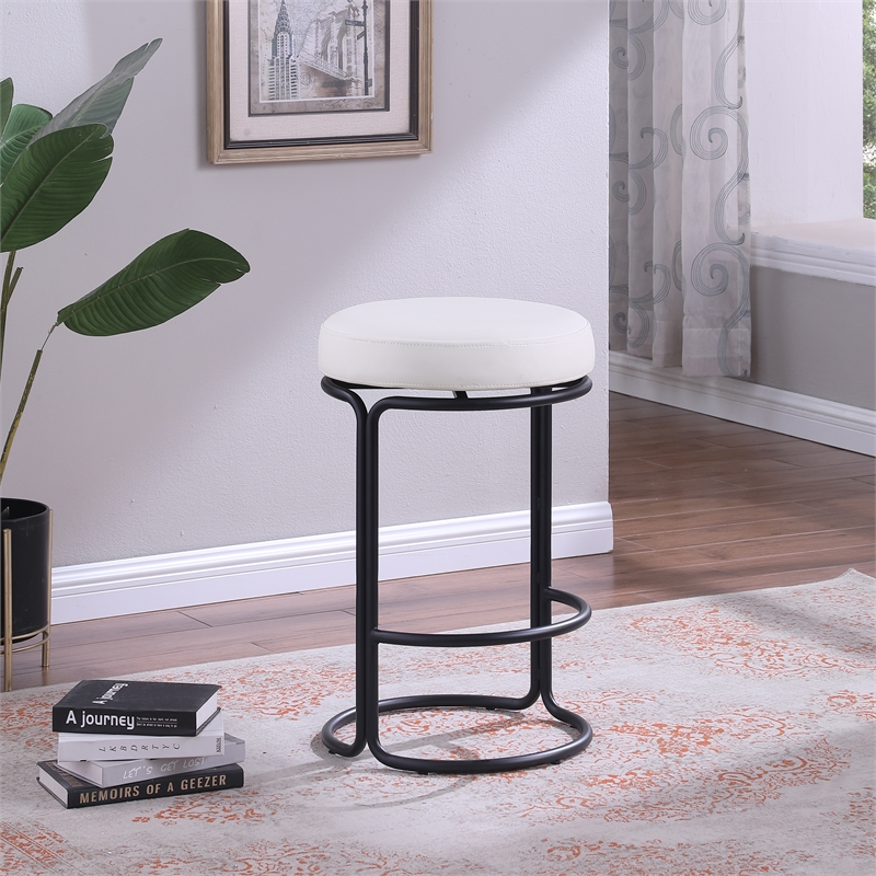 Meridian Furniture Madison Cream Vegan Leather Counter Stool (Set of 2)