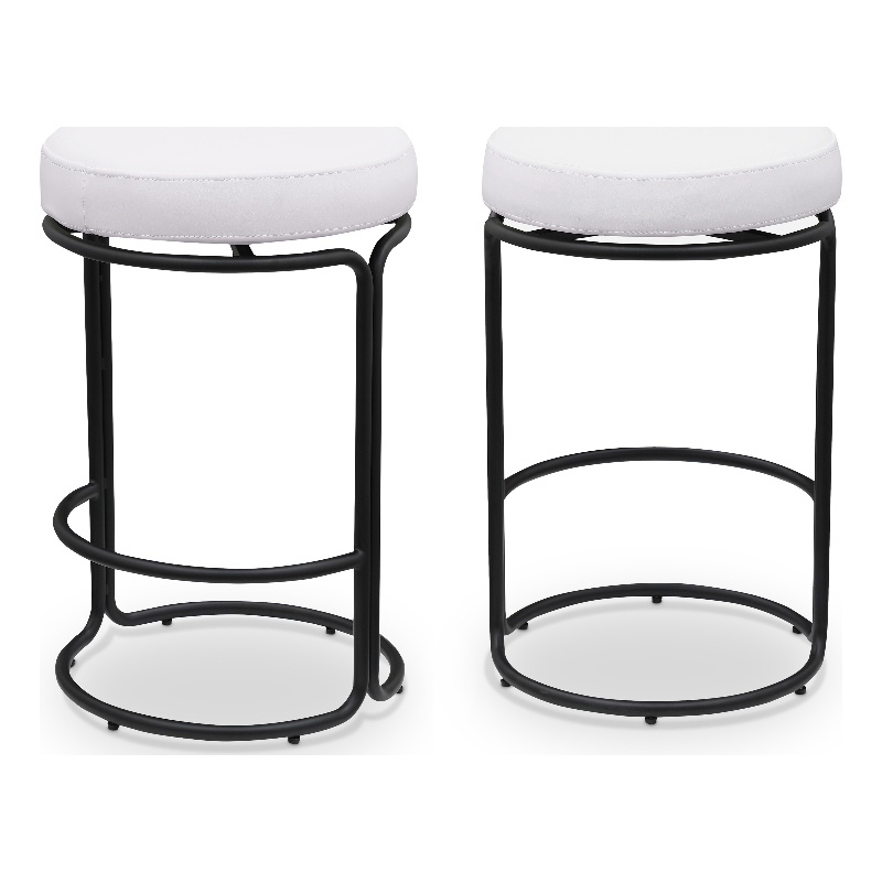 Meridian Furniture Madison Cream Vegan Leather Counter Stool (Set of 2)