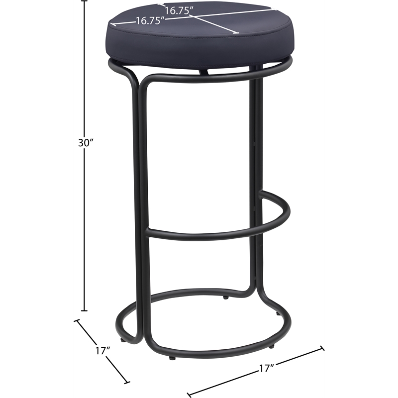 Meridian Furniture Madison Black Vegan Leather Bar Stool (Set of 2)