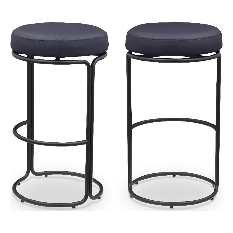 Meridian Furniture Madison Black Vegan Leather Bar Stool (Set of 2)