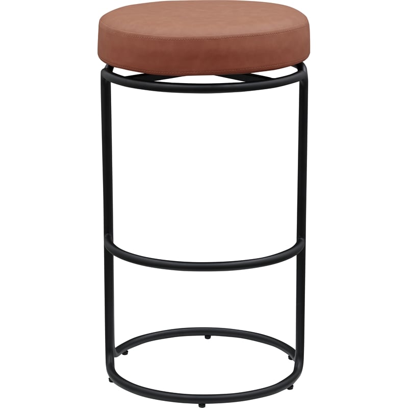 Meridian Furniture Madison Cognac Vegan Leather Bar Stool (Set of 2)