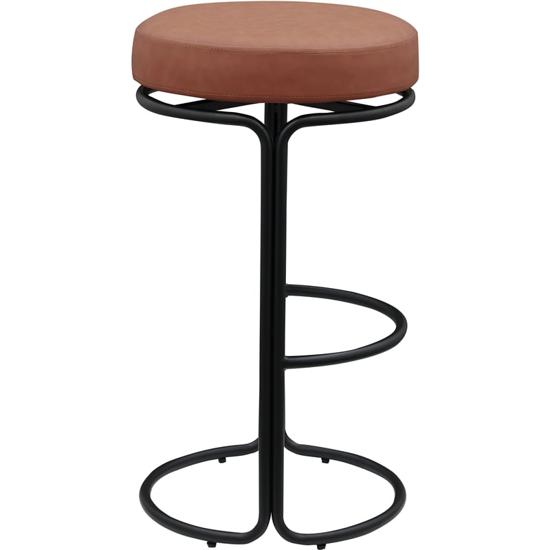Meridian Furniture Madison Cognac Vegan Leather Bar Stool (Set of 2)